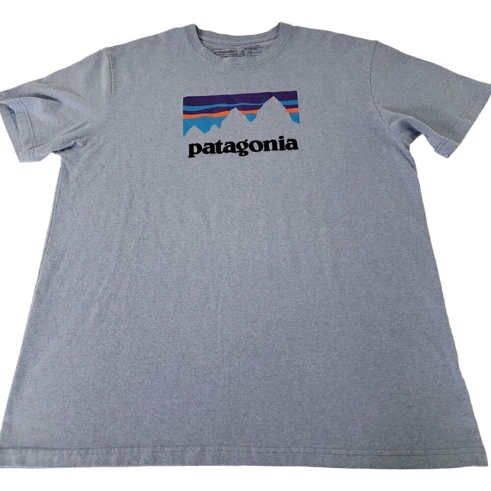 Patagonia Graphic Responsibili Tee Logo Blue Short Sleeve Mens Size XL